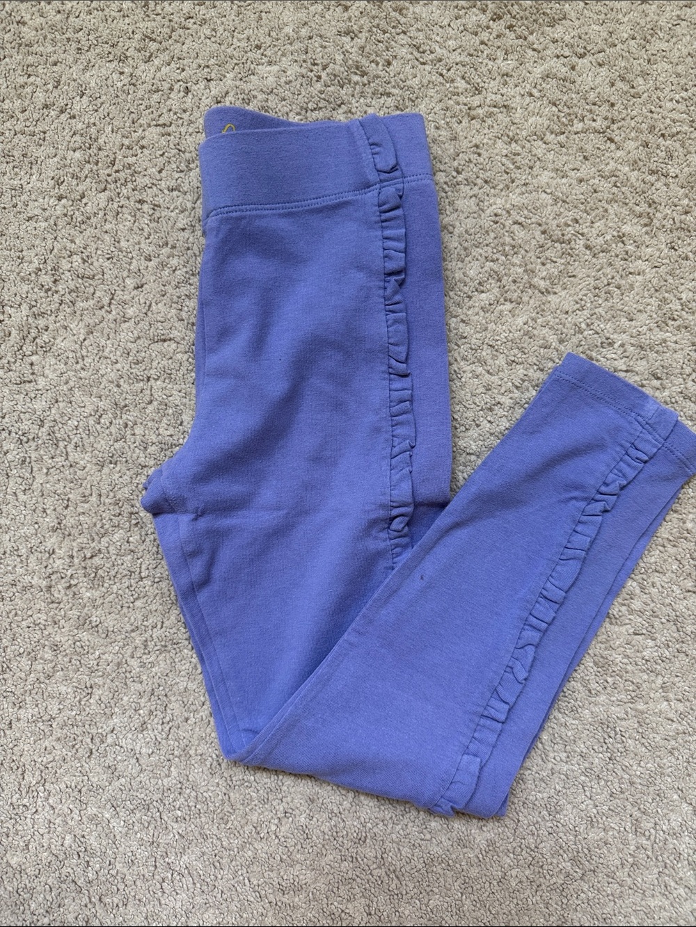 Girls Purple Ruffle Trim Leggings